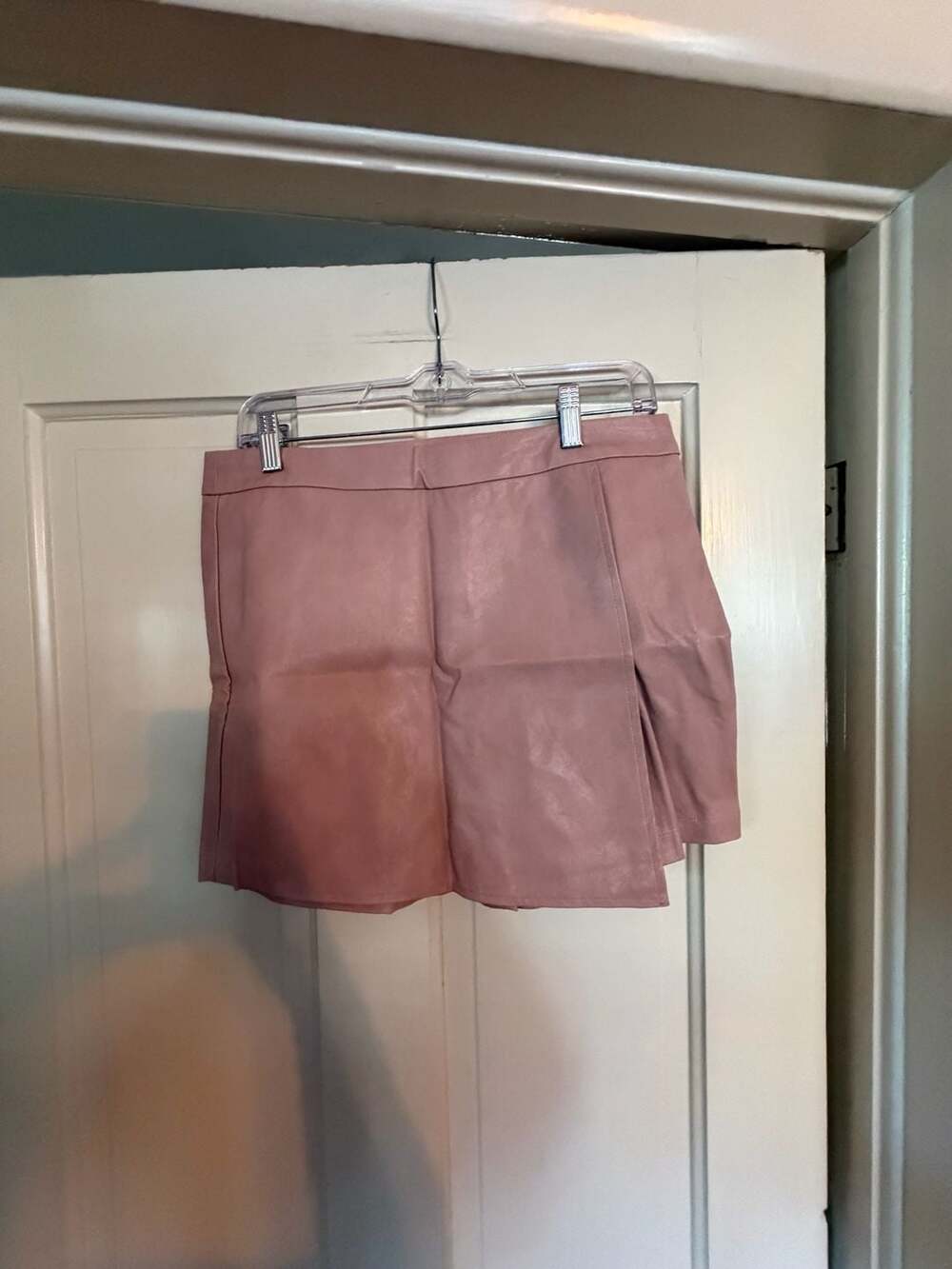 Iris Pink Faux Leather Mini Skort